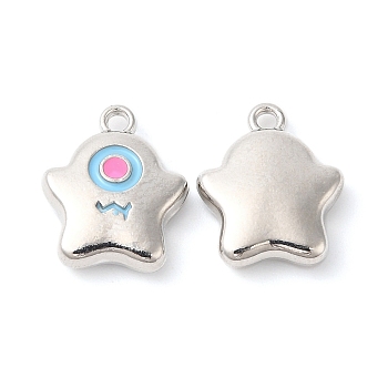 Alloy Enamel Pendants, Monster Charm, Stainless Steel Color, 14.5x12x4mm, Hole: 1.5mm