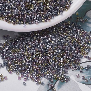 MIYUKI Delica Beads, Cylinder, Japanese Seed Beads, 11/0, (DB0986) Sparkling Lined Majestic Mix(Purple Gold) , 1.3x1.6mm, Hole: 0.8mm, about 20000pcs/bag, 100g/bag