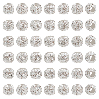 Elite 50Pcs Round 925 Sterling Silver Textured Beads, Silver, 3mm, Hole: 1mm