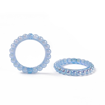 UV Plating Opaque Acrylic Beads Frames, Flower Ring, Light Blue, 42.5x43x5.5mm, Hole: 2.5mm, Inner Diameter: 31mm