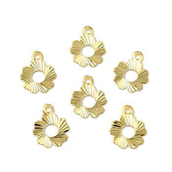 Brass Charms, Cadmium Free & Lead Free, Flower Charm, Real 24K Gold Plated, 10x8x0.2mm, Hole: 1.2mm