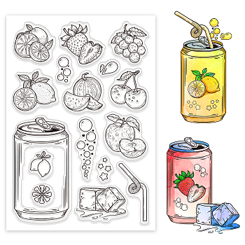 Custom Summer Theme PVC Plastic Clear Stamps, for DIY Scrapbooking, Photo Album Decorative, Cards Making, Fruit, 160x110mm