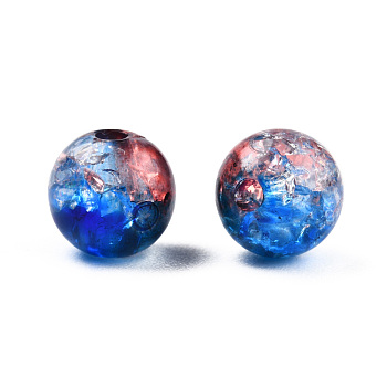 Transparent Crackle Acrylic Beads, Round, Blue, 8x7.5mm, Hole: 1.8mm, about 1700pc/500g