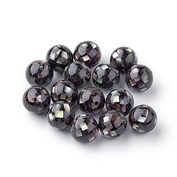 Natural Black Lip Shell Beads, Round, Black, 16mm, Hole: 1mm