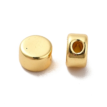 Rack Plating Brass Beads, Long-Lasting Plated, Flat Round, Golden, 4x2.5mm, Hole: 1.2mm