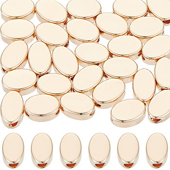 40Pcs Long-Lasting Plated Brass Beads, Real Gold Plated, Nickel Free, Oval, Real 18K Gold Plated, 6x4x3mm, Hole: 1.5mm