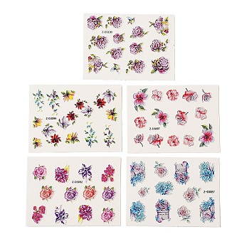Nail Art Water Transfer Sticker, 5D Flower Watermark Nail Decals, for Woman Girls Nails Design Manicure Tips Decoration, Mixed Color, 8.2x6.4cm
