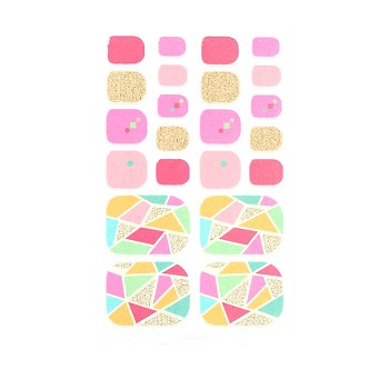 Full-Cover Glitter Powder Toenail Wraps Stickers, Flower Star Tartan Self-adhesive Toenail Art Polish Decals, for Woman Girls DIY Toenails Art Design, Colorful, Geometric Pattern, 9.5x5.8cm