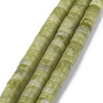 Natural Xinyi Jade Chinese Southern Jade Beads Strands, Heishi Beads, Flat Round/Disc, 4x2mm, Hole: 0.8mm, about 150~165pcs/strand, 15.35~15.74 inch(39~40cm)