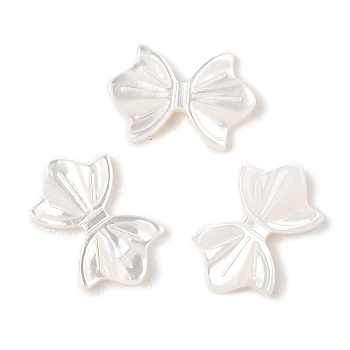 Natural White Shell Carved Beads, Bowknot, White, 10x15x2.5mm, Hole: 0.9mm