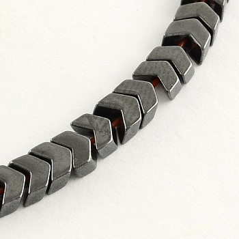 Non-magnetic Synthetic Hematite Bead Strands, Matte Style, Arrow, Black, 5x6x2mm, Hole: 0.5mm, about 114pcs/strand, 15.7 inch