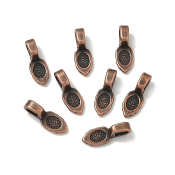 Tibetan Style Pendant Bails, Cadmium Free & Lead Free, Glue-on Bail, Red Copper, 16mm long, 6mm wide, 5mm thick, Hole: 3mm