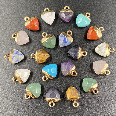 Golden Heart Mixed Stone Charms