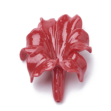 31mm Crimson Flower Synthetic Coral Beads