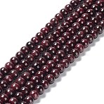 Natural Garnet Bead Strands, Grade B, Round, Dark Red, 6mm, Hole: 0.8mm, about 66~68pcs/strand, 14.96''(38cm)(G-A038-B-01)