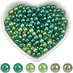 Saint Patrick's Day Acrylic/ABS Plastic Imitation Pearl, Round, Green,6x7mm, Hole: 1~2mm, 400pcs/color(OACR-SP0001-66A-02)