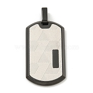 304 Stainless Steel Pendants, Rectangle Charm, Black & Stainless Steel Color, 35x20x3mm, Hole: 4x5mm(STAS-F307-15EB)