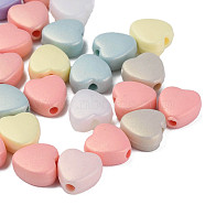 Spray Painted Acrylic Beads, Rubberized Style, Heart, Mixed Color, 8.5x8x4mm, Hole: 1.8mm, about 2500pcs/500g(CACR-N006-22-C01)