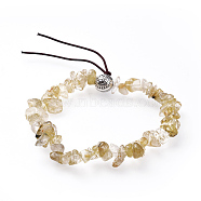 Chip Natural Rutilated Quartz Stretch Bracelets, with Alloy Round Beads, Antique Silver, 1-7/8 inch(4.9cm)(BJEW-JB04564-02)
