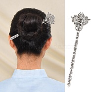 Tibetan Style Hair Accessories Alloy Hair Stick Findings, Cadmium Free & Lead Free, Antique Silver, 135x37x3mm, about 80pcs/1000g(TIBE-Q035-034AS-NR)