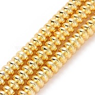 Electroplate Non-magnetic Synthetic Hematite Beads Strands, Grade AA, Long-Lasting Plated, Rondelle, Golden Plated, 4x2mm, Hole: 1mm, about 175pcs/strand, 15.7 inch(40cm)(G-L485-04B-G)