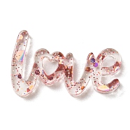 Transparent Acrylic Cabochons, with Sequin, Word LOVE, Moccasin, 14.5x24x2mm(TACR-Z001-01C)