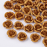 Aluminum Beads, Frosted, Long-Lasting Plated, 3-Petal Flower, Dark Goldenrod, 6x4.5mm, Hole: 0.8mm(X-FALUM-T001-02A-26)