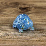 Resin Home Display Decorations, with Natural Aquamarine Chips and Gold Foil Inside, Tortoise, 50x30x27mm(G-PW0005-10G)