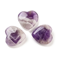 Heart Natural Amethyst Worry Stone, Anxiety Healing Thumb Stone, 19.5~20.5x20~20.5x5.8~6.8mm(G-C134-06A-26)