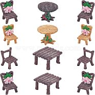 Resin Home Decorations, Table & Chair, Mixed Color, 4sets/bag(RESI-NB0001-32)