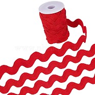 10 Yards Polyester Wavy Fringe Trim Ribbon, Wave Bending Lace Trim, for Clothes Sewing and Art Craft Decoration, Red, 3/4~1-3/8 inch(20~34mm)(OCOR-GF0002-49C)