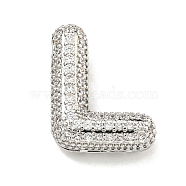 Platinum Plated Brass Micro Pave Cubic Zirconia Pendants, Letter Charms, Letter L, 21.8x13x6mm, Hole: 3x2mm(KK-L073-001P-L)