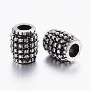 304 Stainless Steel European Beads, Large Hole Beads, Antique Silver, 12x10mm, Hole: 4mm(STAS-E131-01AS)