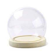 High Borosilicate Glass Cloche Globe Display Dome, with Wooden Base, Light Yellow, Finished Product: 12x11.4cm(ODIS-F007-01A)