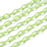 ABS Plastic Cable Chains, Oval, Pale Green, 13x7~7.5x2mm, about 15.35~15.74 inch(39~40cm)/strand(KY-E007-01D)