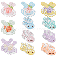 34Pcs 11 Style Sew on Computerized Embroidery Polyester Clothing Patches, Appliques, Rabbit with Carrot & Rabbit's Head, Easter Theme, Mixed Color, 39~60x35~53x1~4mm(PATC-FG0001-09)