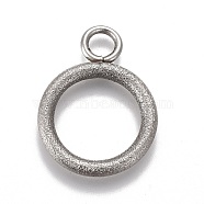 304 Stainless Steel Toggle Clasps Parts, Textured, Ring, Stainless Steel Color, 19x14x2mm, Hole: 3mm(STAS-P248-01P)
