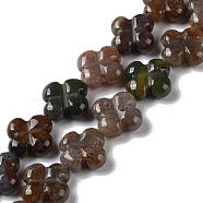 Natural Indian Agate Beads Strands, Flower, 13~14x13~14x5~5.5mm, Hole: 1.2mm, about 15pcs/strand, 7.95''(20.2cm)(G-N418-D03-01)