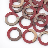 Resin & Walnut Wood Pendants, Ring, Brown, 28x3mm, Hole: 1.5mm(RESI-S358-04D)