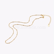 Brass Ball Chain Necklaces, with Rondelle Beads, Golden, 15.94 inch(40.5cm)(NJEW-JN03373)