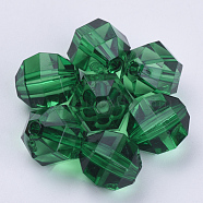 Transparent Acrylic Beads, Faceted, Round, Dark Green, 10x10mm, Hole: 1.8mm, about 940pcs/500g(TACR-Q256-10mm-V17)