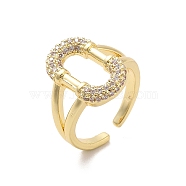 Brass Micro Pave Cubic Zirconia Open Cuff Rings, Golden, US Size 6 1/4(16.7mm)(RJEW-R146-17B-G)