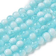 Crackle Glass Beads Strands, Rondelle, Turquoise, 6mm, about 138~144pcs/strand, 296.85''(754cm)(GLAA-U001-6mm-08)