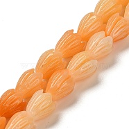 Synthetic Shell Dyed Carved Beads Strands, Flower, Orange, 9x7mm, Hole: 1.2mm, about 45pcs/strand, 14.96''(38cm)(SHEL-K007-08A-03)