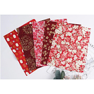 Cotton Craft Fabric, Bundle Rectangle Patchwork Lint Different Designs, for DIY Sewing Quilting Scrapbooking, with Japanese Zephyr Style Pattern, Red, 25x20cm, 5pcs/set(PW-WG77896-16)