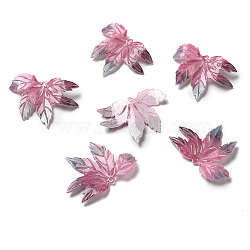 Acrylic Pendants, Leaf, Hot Pink, 26~28x36~38x3~4mm, Hole: 1~1.2mm(SACR-C002-22)