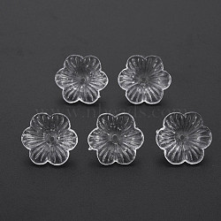 Flower Transparent Acrylic Bead Caps, 6-Petal, Clear, 21x19.5x9.5mm, Hole: 1.5mm(X-OACR-T003-19)