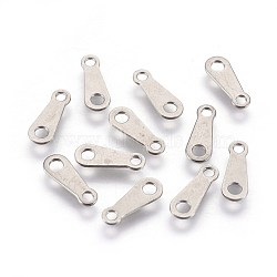 304 Stainless Steel Chain Tabs, Chain Extender Connectors, Teardrop, Stainless Steel Color, 10x4x0.5mm, Hole: 1.4mm and 1.8mm(STAS-E454-23P)