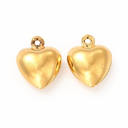 304 Stainless Steel Charms, Puffed Heart Charm, Golden, 11.5x9.5x5mm, Hole: 1mm(STAS-F289-02G)