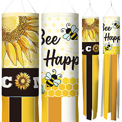 Polyester Windsock Streamer Flag, with Alloy Clasps, Home Outdoors Hanging Decoration, Sunflower Pattern, 1000mm(HJEW-WH0100-002)